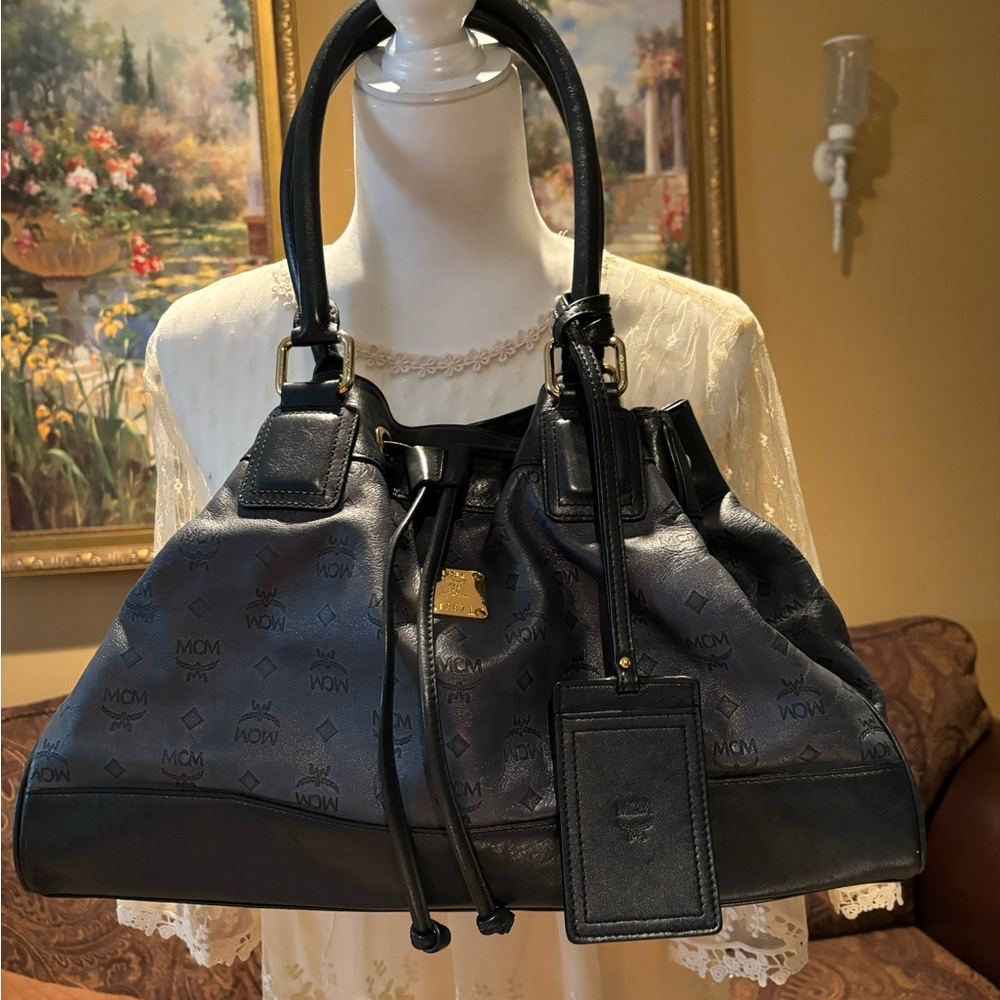 Like New Navy Blue Buttery Soft Lambskin Leather MCM Purse